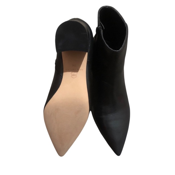 ANN TAYLOR pointed toe black leather booties - Picture 5 of 5